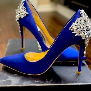Badgley Mischka Blue Stilettos with Embellished Heels